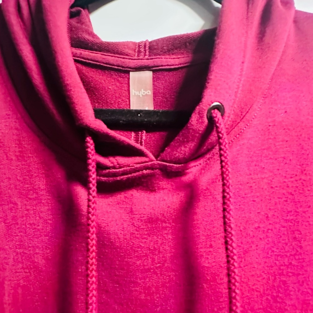 Hyba XXL Burgundy Pullover Hooded Cap Sleeve Top - Picture 7 of 11